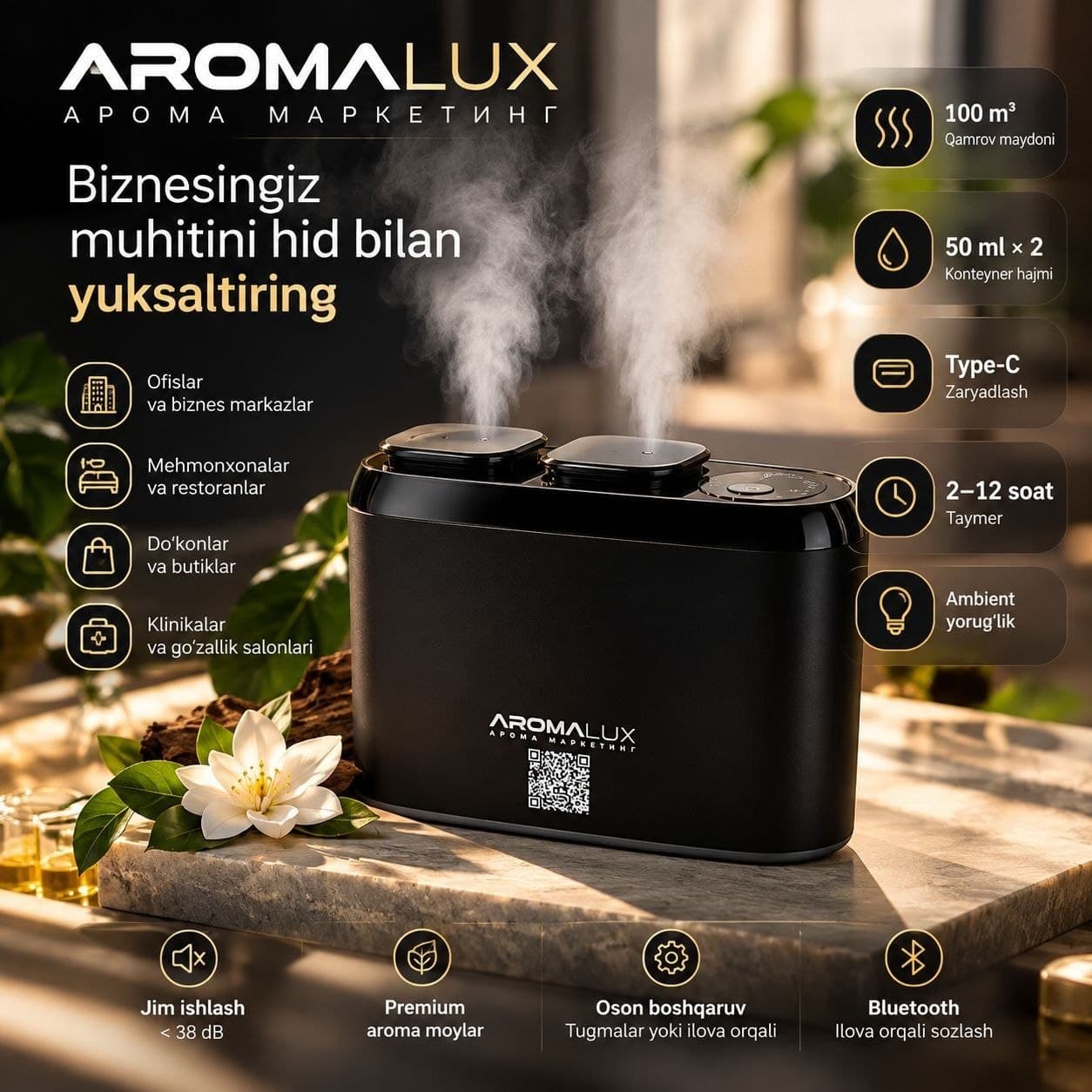 AromaLux biznes uchun aroma diffuzer